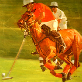 Ferenc Flamm: 'the chase', 2021 Oil Painting, Horses. Artist Description: I love horses, the painting is a part of the series aEURPoloaEUR...