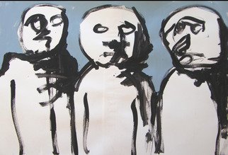 Jean Chevalier: 'MONEY MEN', 2009 Acrylic Painting, Abstract Figurative.  Figures of solidity ...