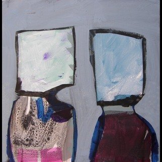 Jean Chevalier: ' INSULATED', 2009 Acrylic Painting, Abstract Figurative.  two people not really together ...