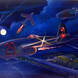 Marcin Regulski Artwork The first Jet crafts, 2005 Oil Painting, Aviation