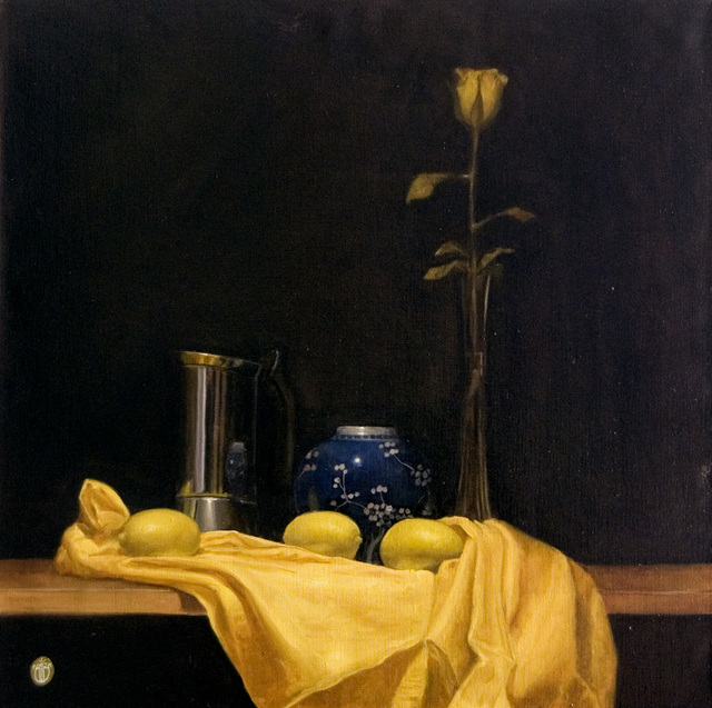 David Thompson  'Yellow Rose', created in 2017, Original Painting Oil.