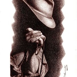 Francesco Francesco: 'bluesman', 2020 Pencil Drawing, Music. Artist Description: Music, feeling, give me a natural inspiration, drawing is made using a brown pencil on the A4 size grain paper...