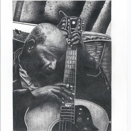 Francesco Francesco: 'bluesman', 2023 Charcoal Drawing, Music. Artist Description: blues feeling...