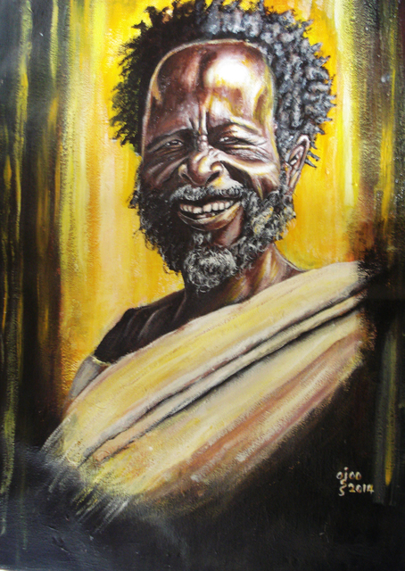 Franklin Ojoo  'African Elder', created in 2014, Original Mixed Media.