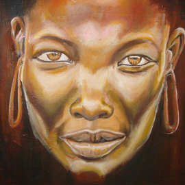 Franklin Ojoo: 'village beauty', 2018 Oil Painting, Portrait. Artist Description: Oil on canvas portrait painting of a Samburu lady from northern Kenya...