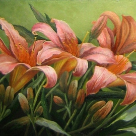 Tatiana Fruleva: 'Lily', 2014 Oil Painting, nature. Artist Description:  Flower in the style of an ideal of realism. Picture imeeet warm, positive energy and provides the therapeutic effect. ...
