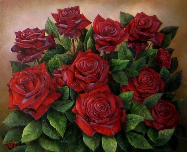 Tatiana Fruleva  'Roses', created in 2015, Original Painting Oil.