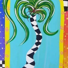 Jan A. Bruso - Sullivan: 'Mambo Mary', 2005 Acrylic Painting, Beach. Artist Description:  This is one of my crazy palm trees that brighten any area! !  I can create any color combinations for you! ! ...