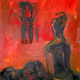 Gabryella Milowska: 'Red Africa', 2012 Oil Painting, Figurative. 