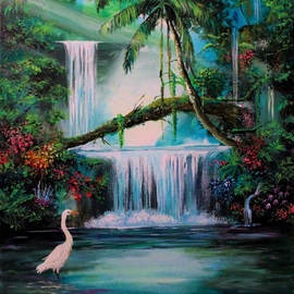 misty tropical waterfall By Galina Victoria