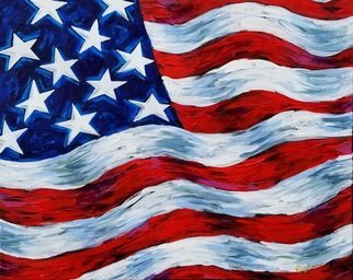 Galina Victoria: 'usa flag', 2019 , Political. This artwork is a giclee on wrapped canvas 16x20x1. 5 inches, ready to be proudly put on your wall with and attachment on the back.  Great bright original piece, conveying patriotic spirit, expressive, dynamic, in true colors. ...