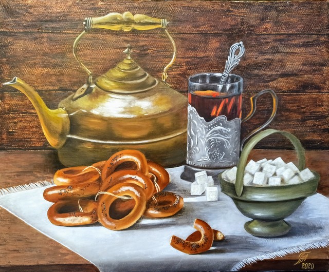 Gala Melnyk  'Bagels', created in 2020, Original Painting Oil.