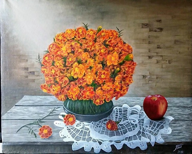 Gala Melnyk  'Marigold', created in 2019, Original Painting Oil.