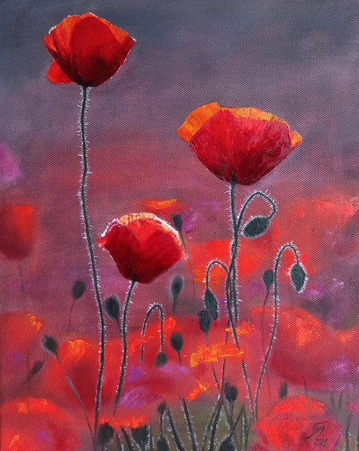 Gala Melnyk  'Poppies', created in 2021, Original Painting Oil.