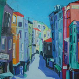 Gamze Olgun: 'Tarlabasi', 2004 Oil Painting, Cityscape. Artist Description:  view from the Tarlabasi Bridge ...