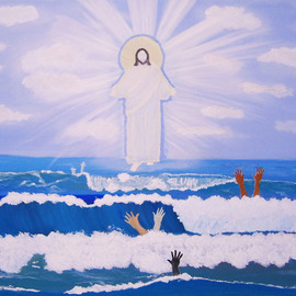 Ganga Sajith: 'jesus beyond race', 2017 Oil Painting, Christian. Artist Description: - GOD BEYOND RACE- ONE OF A KIND ORIGINAL- OIL PAINTING ON STRETCHED CANVAS- CERTIFICATE OF AUTHENTICITY INCLUDED- SIDES ARE PAINTED BLUEBlack, Brown or White. The truth has no color. One of a kind original oil painting of Jesus Christ walking on water. Original signed artwork. ...