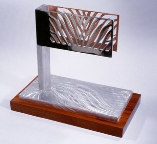 Gary Brown: 'Zebra', 2004 Aluminum Sculpture, Abstract.  Aluminum, Copper, with Bubinga wood base  ...