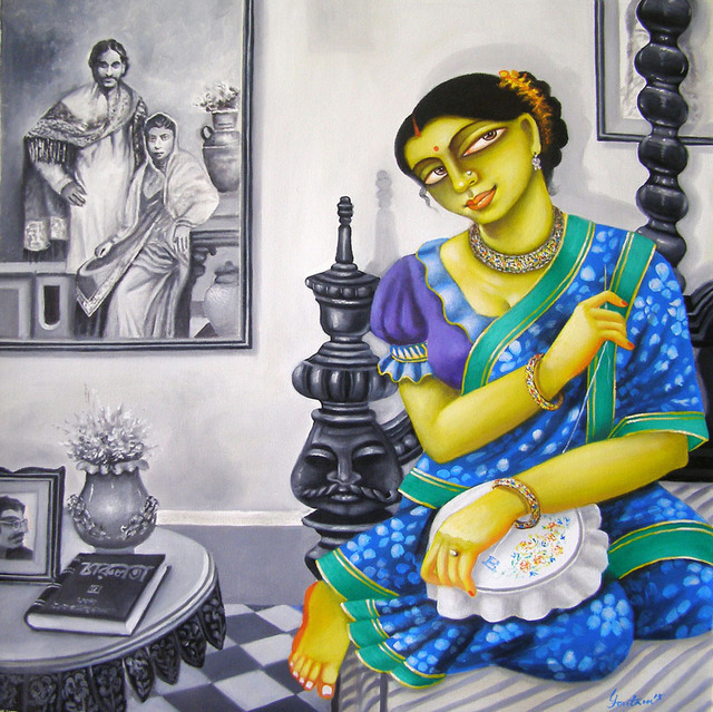 Gautam Mukherjee  'Charulaata', created in 2015, Original Painting Acrylic.