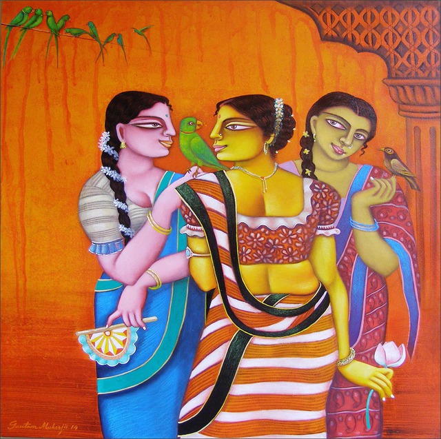Gautam Mukherjee  'Meeting', created in 2015, Original Painting Acrylic.