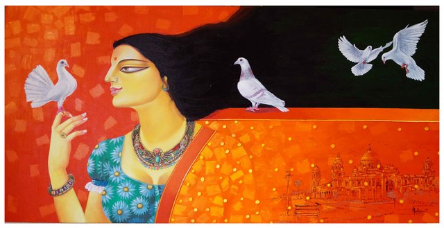 Gautam Mukherjee  'Bonolaata', created in 2017, Original Painting Acrylic.