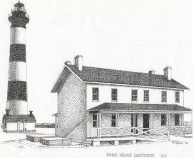 Glen Braden  'Bodie Island Lighthouse', created in 2001, Original Drawing Pen.