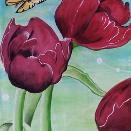 Geary Jones: 'BUTTERFLY AND THE FLOWERS ', 2016 Acrylic Painting, Botanical. Artist Description:   BUTTERFLY, FLOWERS, BOTANICAL               ...