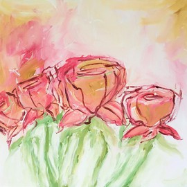Genesis Thomas: 'Rose Garden', 2016 Acrylic Painting, Floral. Artist Description:  Beautiful floral painting depicting newly bloomed roses. ...