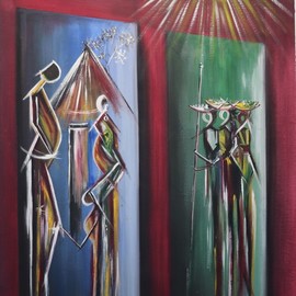George Mulaudzi: 'african suns', 2021 Oil Painting, Culture. Artist Description: Oil on canvas and the African colours of the continent...