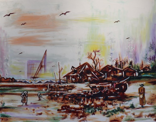 George Mulaudzi  'Homestaed Is Home', created in 2021, Original Painting Oil.
