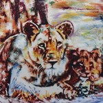 lioness and cub By George Mulaudzi