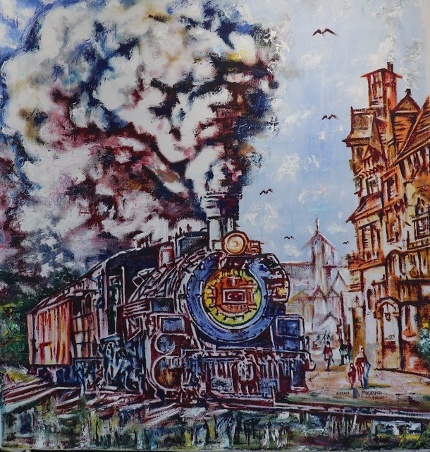 Artist George Mulaudzi. 'Train Ride Home' Artwork Image, Created in 2021, Original Painting Oil. #art #artist