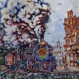 George Mulaudzi: 'train ride home', 2021 Oil Painting, Automotive. Artist Description: oil on canvas...