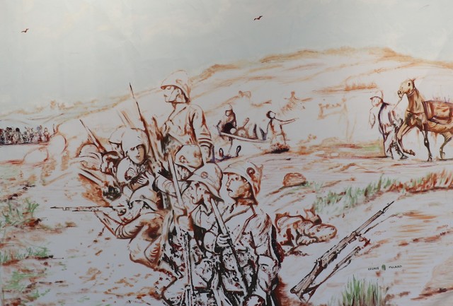 Artist George Mulaudzi. 'War In Dunes' Artwork Image, Created in 2021, Original Painting Oil. #art #artist