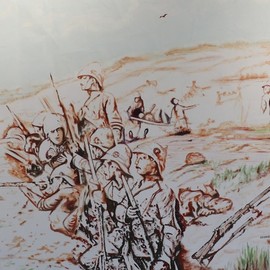 George Mulaudzi: 'war in dunes', 2021 Oil Painting, World Conflict. Artist Description: oil on canvas...