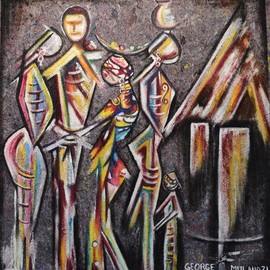 George Mulaudzi: 'we are one', 2021 Oil Painting, Culture. Artist Description: oil on canvas...