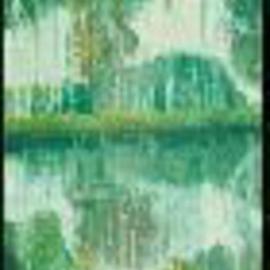 George Oommen: ' mankotta reflections', 1997 Acrylic Painting, Landscape. 