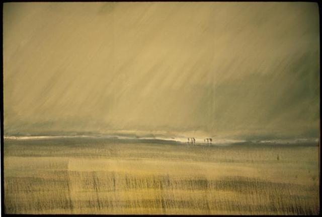 George Oommen  'End Of Summer', created in 1995, Original Drawing Charcoal.