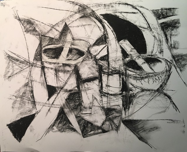 George Oommen  'My Singing Bowls', created in 2017, Original Drawing Charcoal.