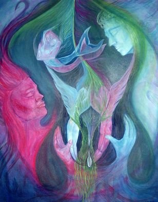 Georgia Papamichail: 'The dream of unity', 2007 Acrylic Painting, Ethereal.  The mystic of the unity is reverberating under the dream. . .  ...