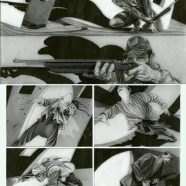 Geo Sipp: 'Page 6', 2013 Pencil Drawing, Figurative. Artist Description:  Drawing on grained glass for Wolves in the City, my graphic novel based on the French- Algerian War ...