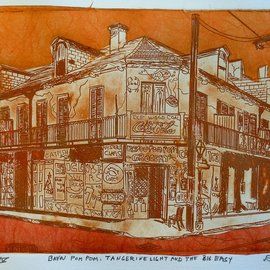 Jerry  Di Falco Artwork Bayou Pom Pom and Tangerine Light and The Big Easy, 2015 Etching, Cityscape