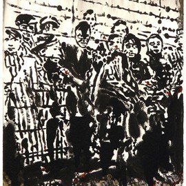Jerry  Di Falco Artwork GHOSTLY IMAGE Cage Number One, 2009 Monoprint, Holocaust