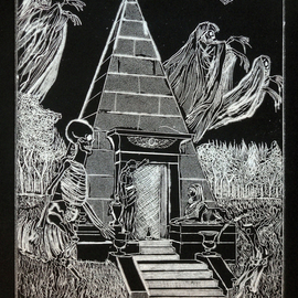 Jerry  Di Falco Artwork GRAVE AND SPIRITS IN NEW ORLEANS AT BRUNSWIG TOMB, 2013 Etching, Ethereal