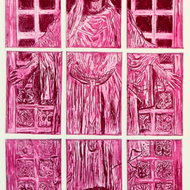 Jerry  Di Falco Artwork GUARDIAN OF THE PINK GRAVE, 2014 Etching, Magical