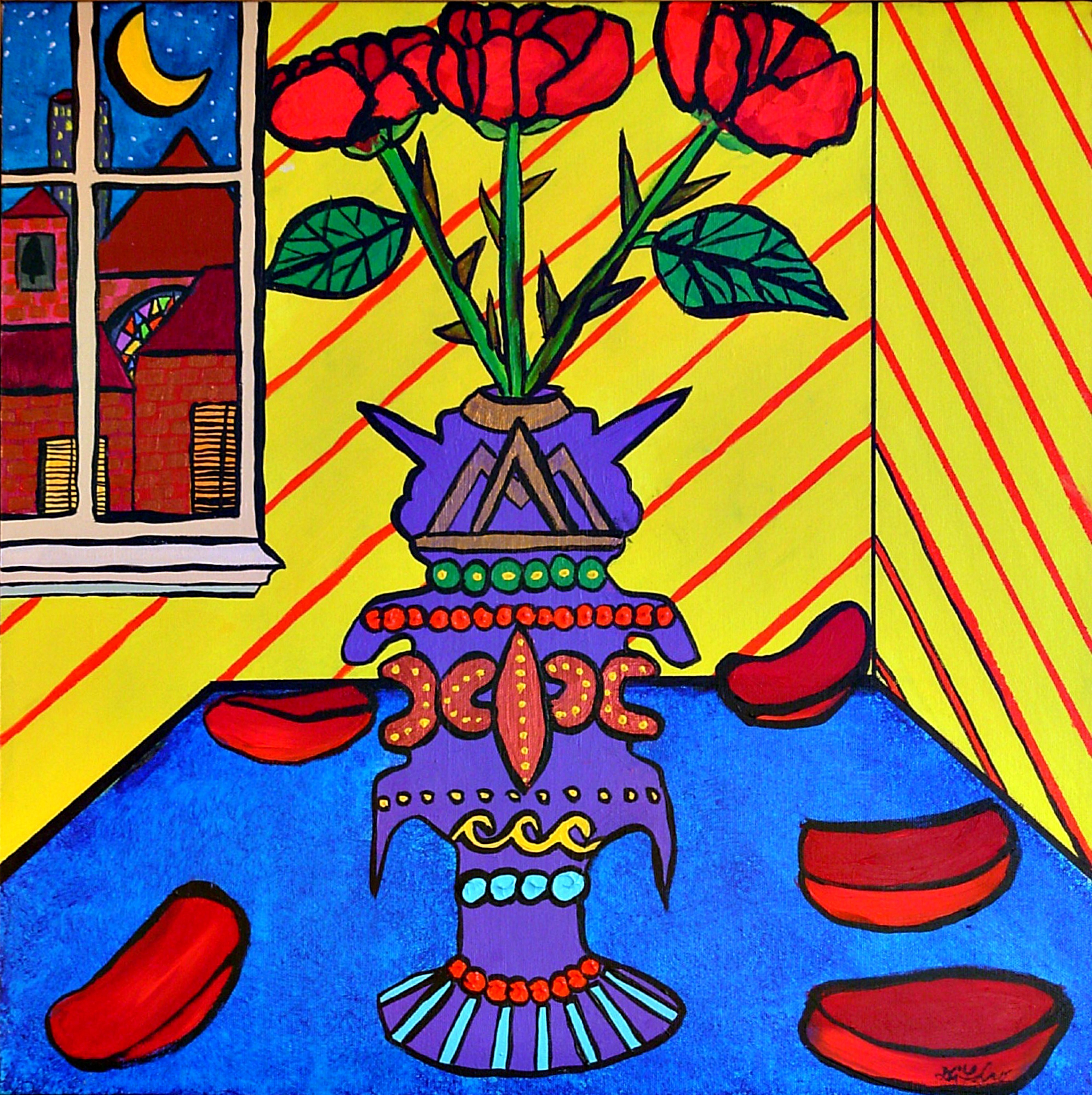 Jerry  Di Falco: 'Gnostic Vase of the Third Eye', 2006 Acrylic Painting, Surrealism. Price does not include shipment of work or insurance during shipment. These costs are responsiblity of buyer. Frame size is listed below; canvas size is 20 h x 16 w. I have picked the vase as a symbol to express my interest in the Gnostic Gospels. ...