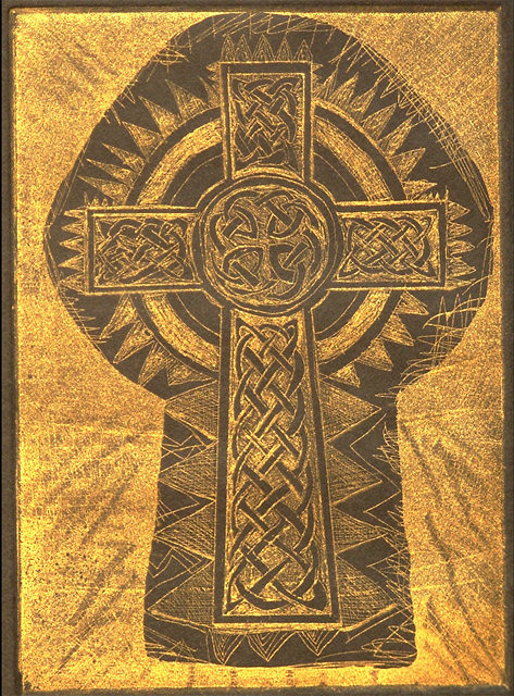 Artist Jerry  Di Falco. 'Gold Keyhole And Celtic Cross' Artwork Image, Created in 2009, Original Digital Art. #art #artist