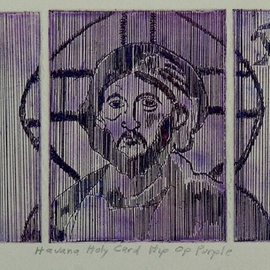 Jerry  Di Falco Artwork HAVANA HOLY CARD HIP OP IN PURPLE, 2015 Intaglio, Christian