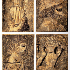 Jerry  Di Falco Artwork IMAGES OF ANCIENT PERSIA WITH GOLD COVERS , 2015 Etching, World Culture