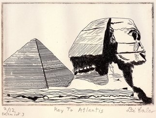 Jerry  Di Falco: 'Key To Atlantis', 2012 Intaglio, Pop. Media includes black, oil base ink on RivesBFK white paper. There are three editions to this work, each one with 12 prints. The print size is 11. 25 inches by 10 inches. The work was hand printed and published by the artist at The Center for Works on Paper in ...