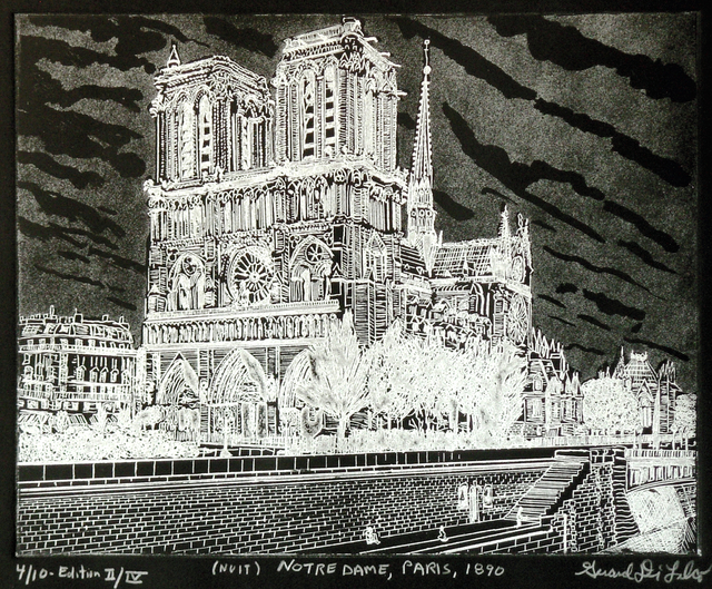Artist Jerry  Di Falco. 'NOTRE DAME IN PARIS 1890   Nuit' Artwork Image, Created in 2014, Original Digital Art. #art #artist